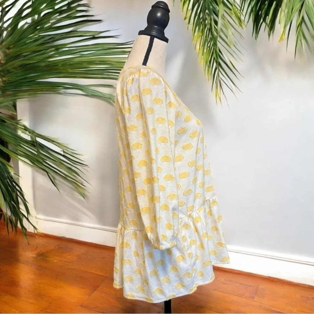 LOFT Yellow Dot Peplum Top - Size Small - NWT - Polka Dot / Spring